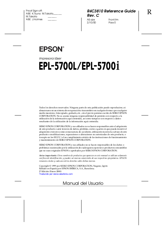 Epson Epl 5700l Epl 5700i User Manual 8362
