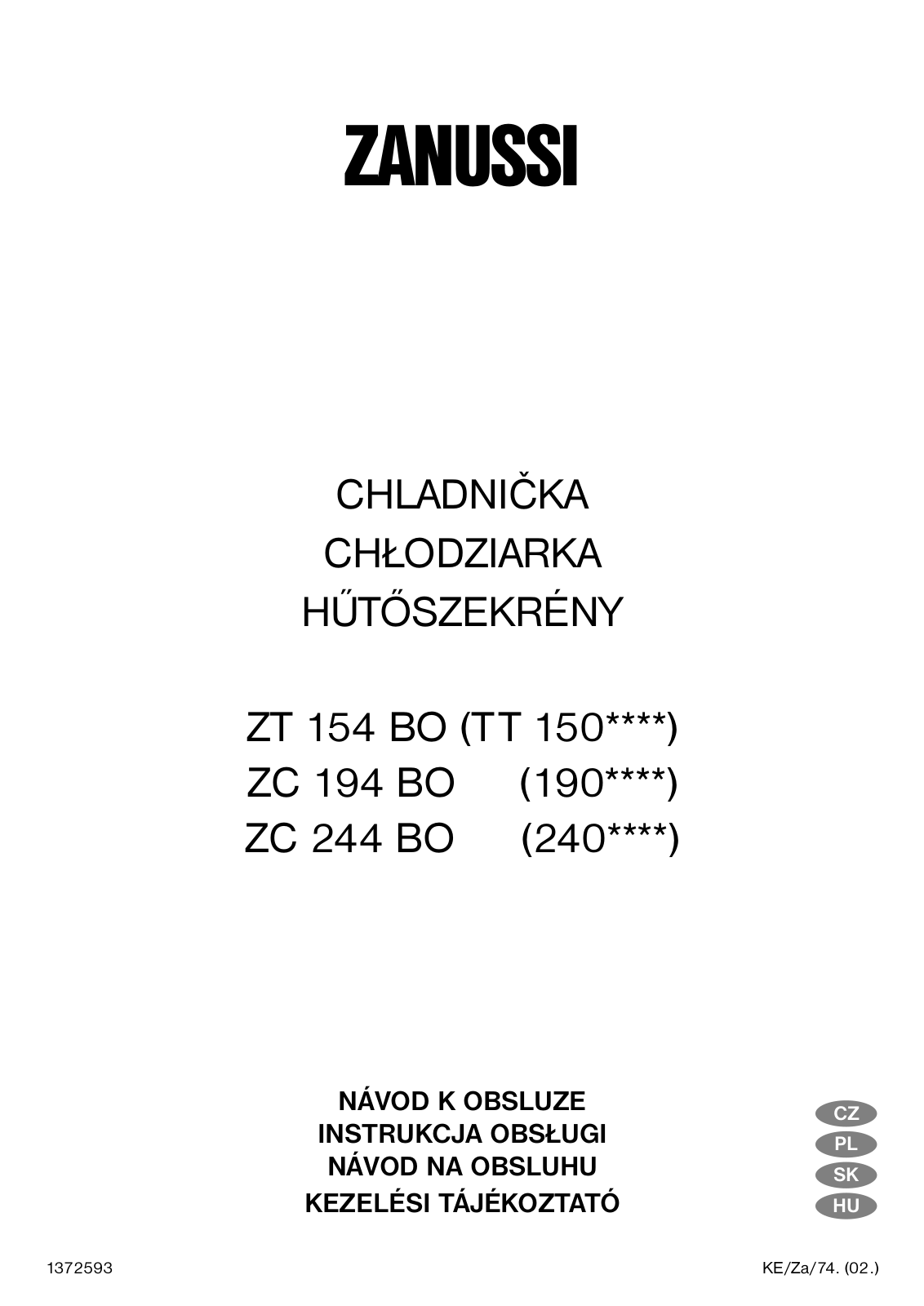 Zanussi ZC 194 BO, ZC 244 BO User Manual