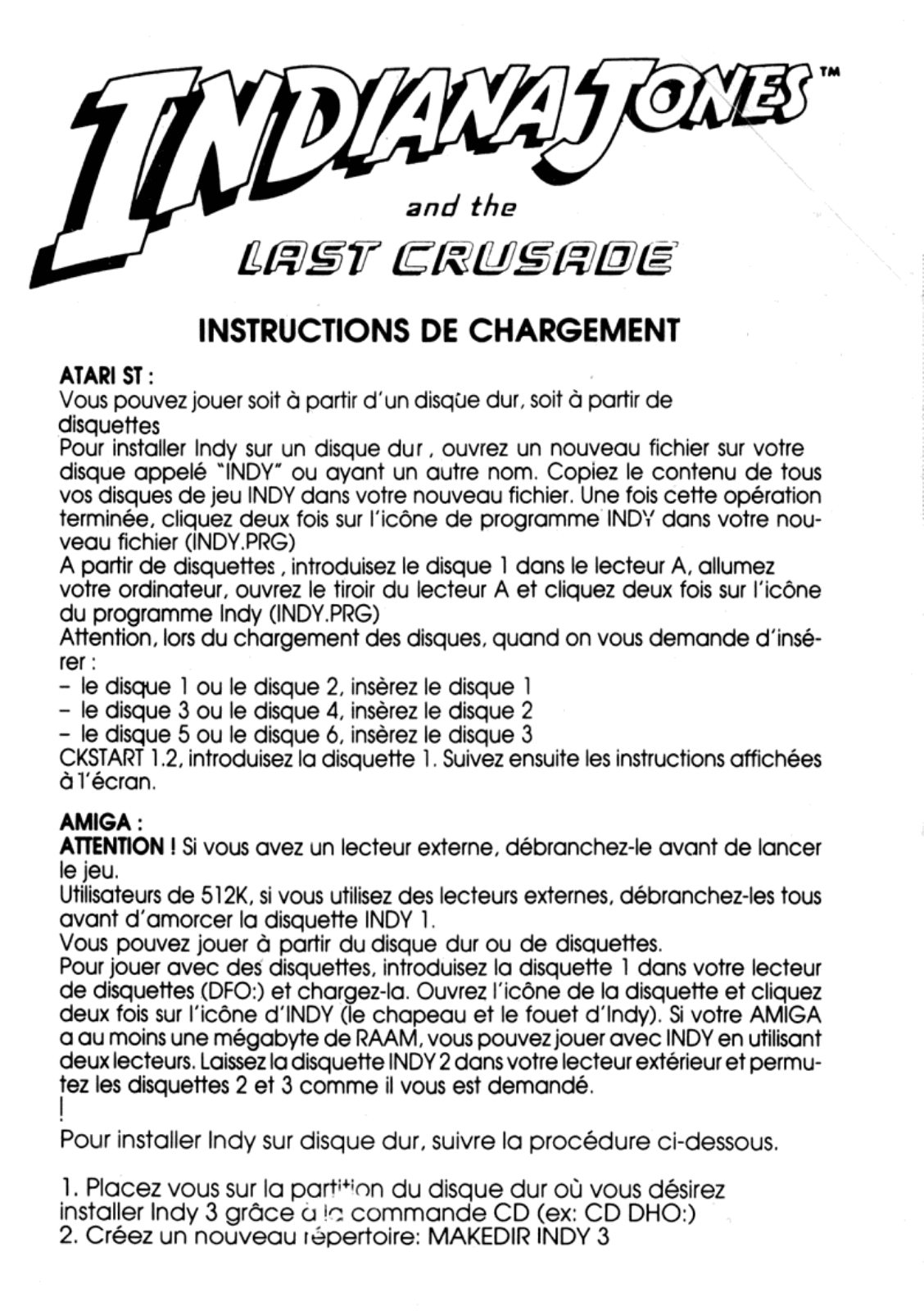 GAMES PC INDIANA JONES AND THE LAST CRUSADE User Manual