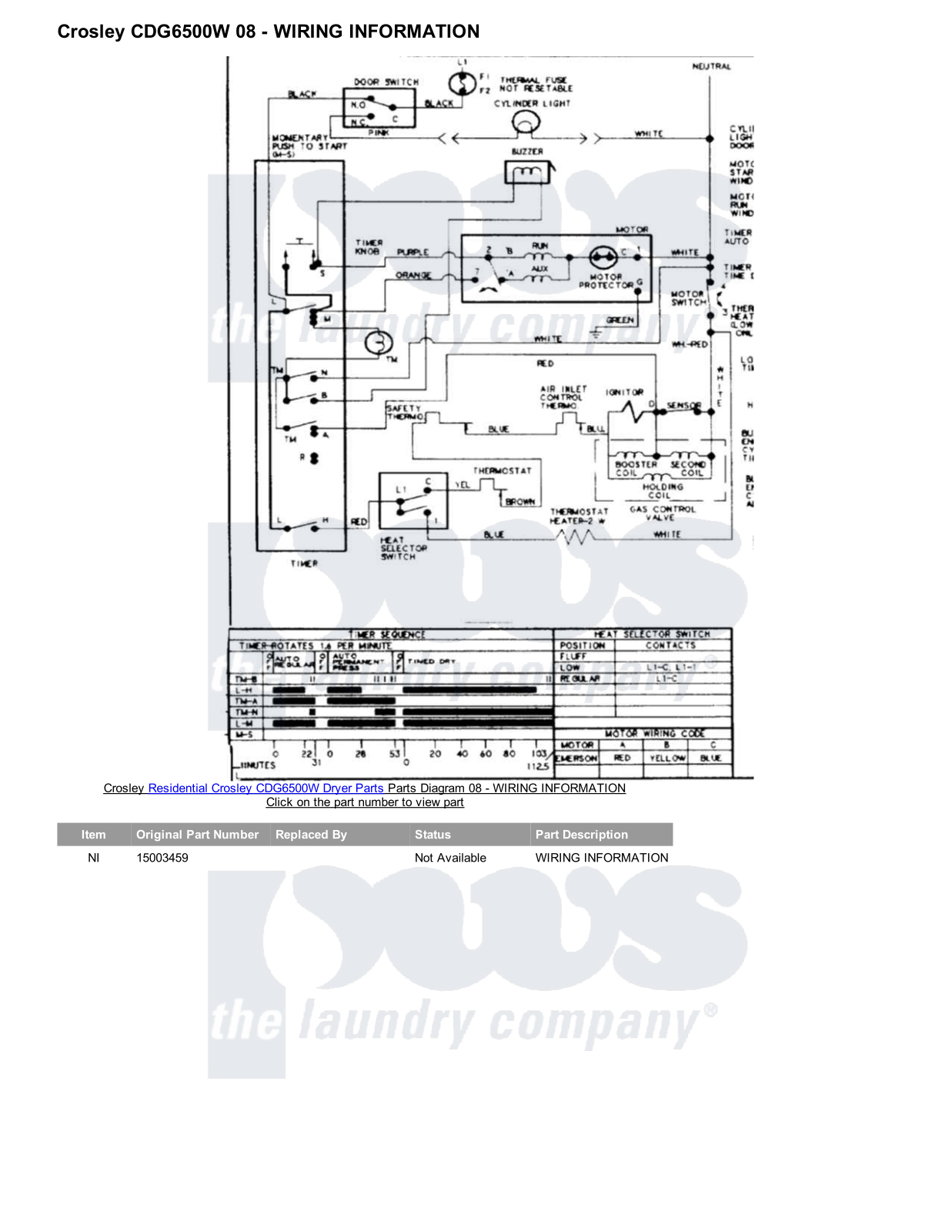 Crosley CDG6500W Parts Diagram