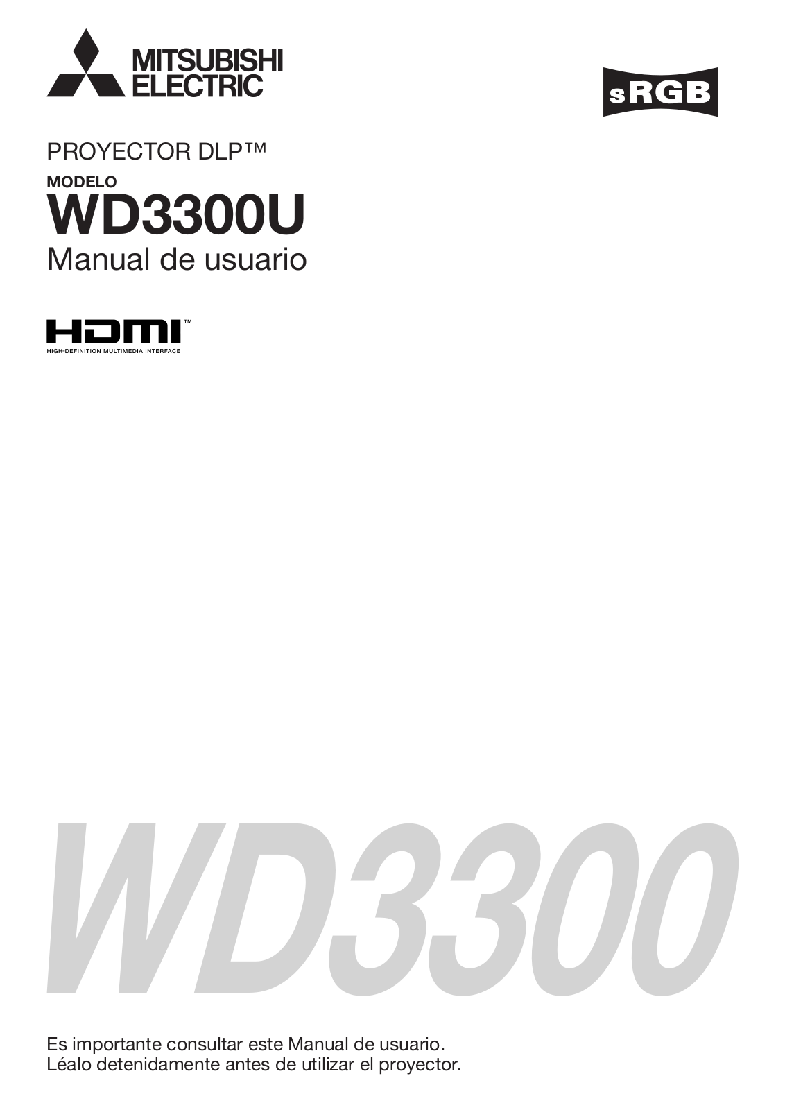 Mitsubishi WD3300U User Manual