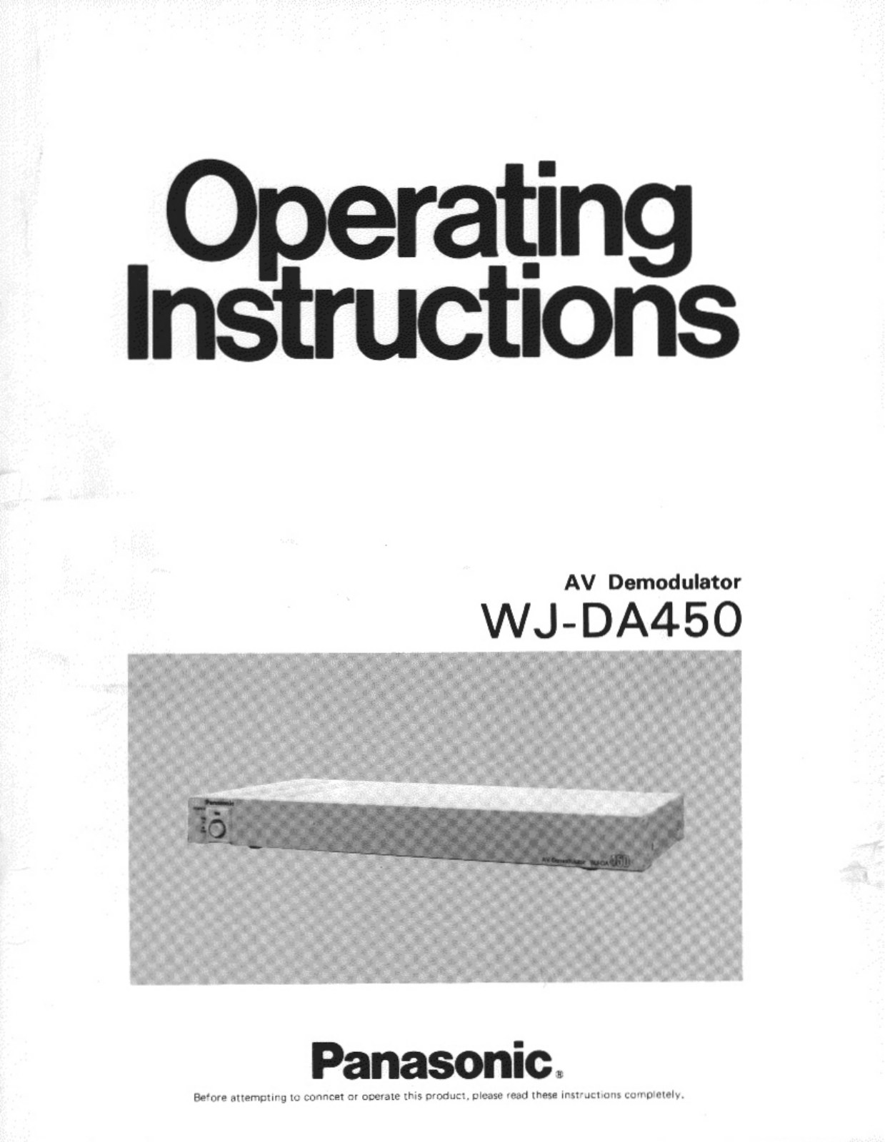 Panasonic wj-da450 Operation Manual