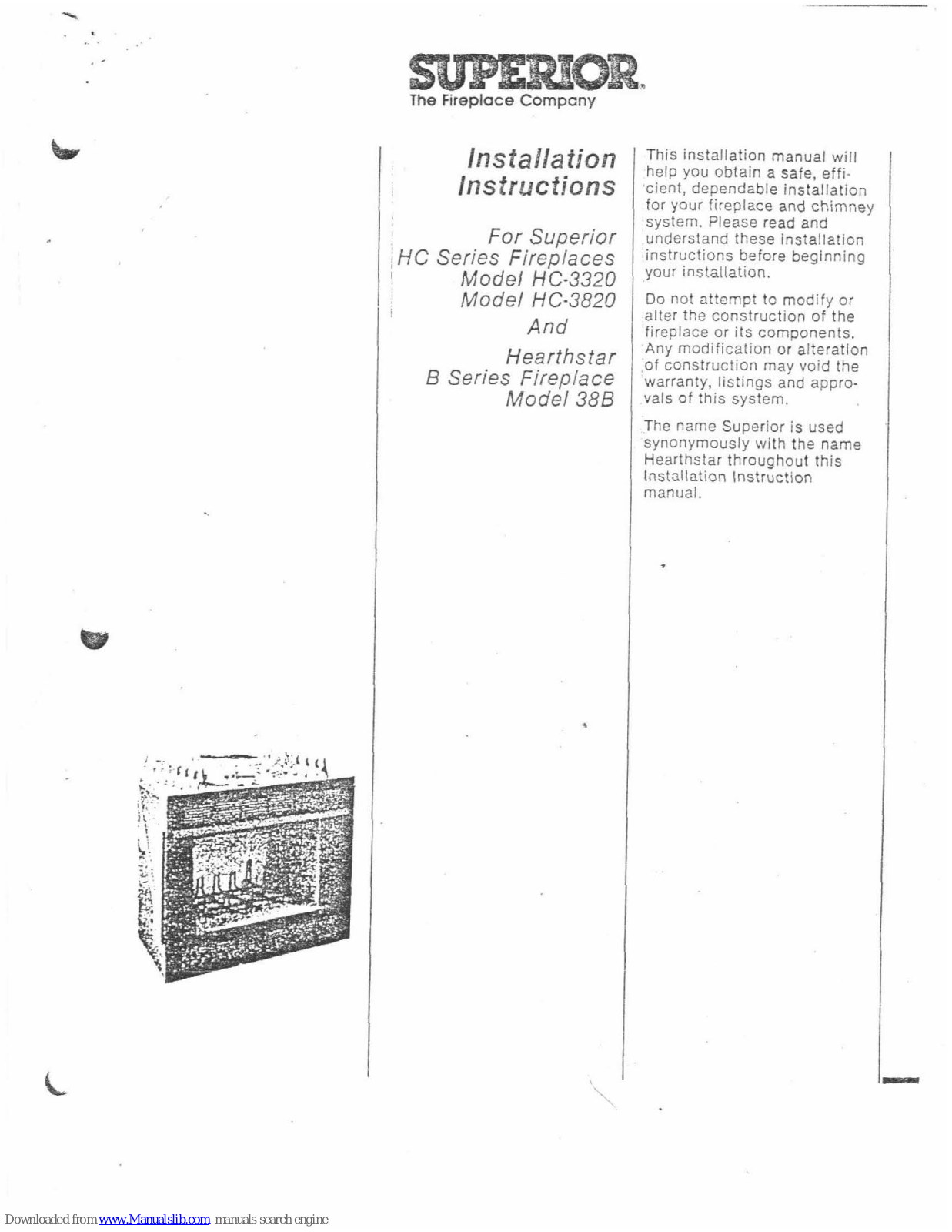 Superior HC-3320, HC-3820 Installation Instruction - ManualMachine.com