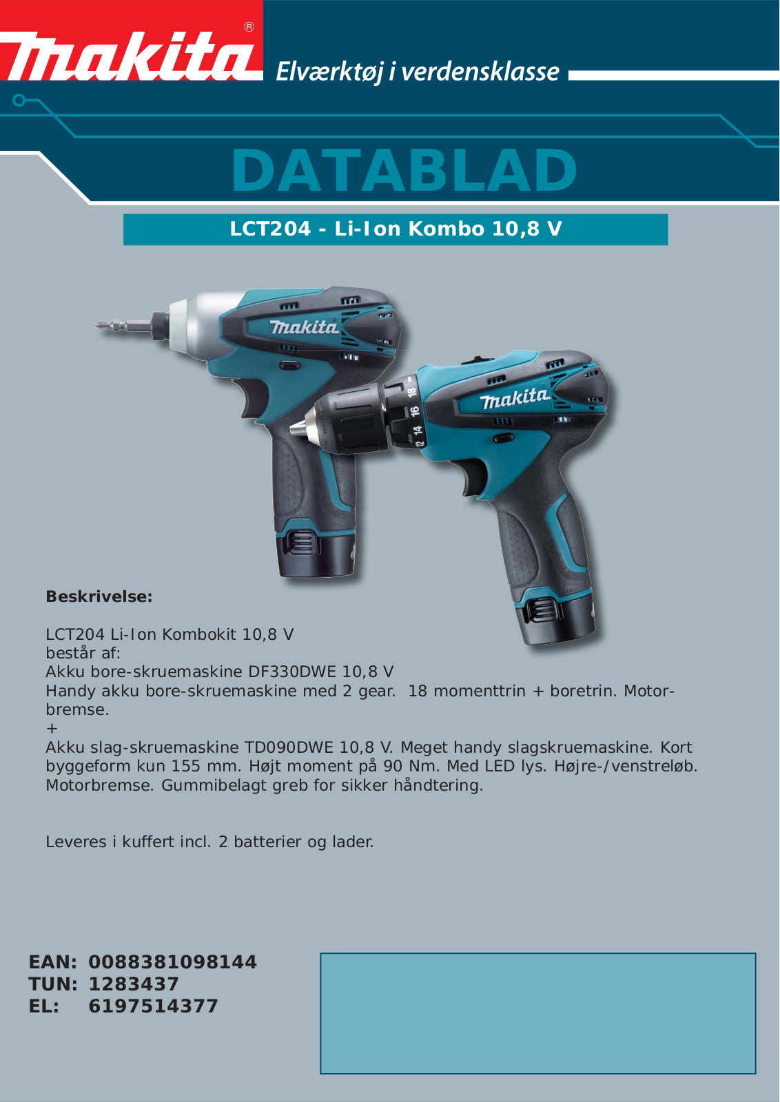 Makita LCT204 DATASHEET