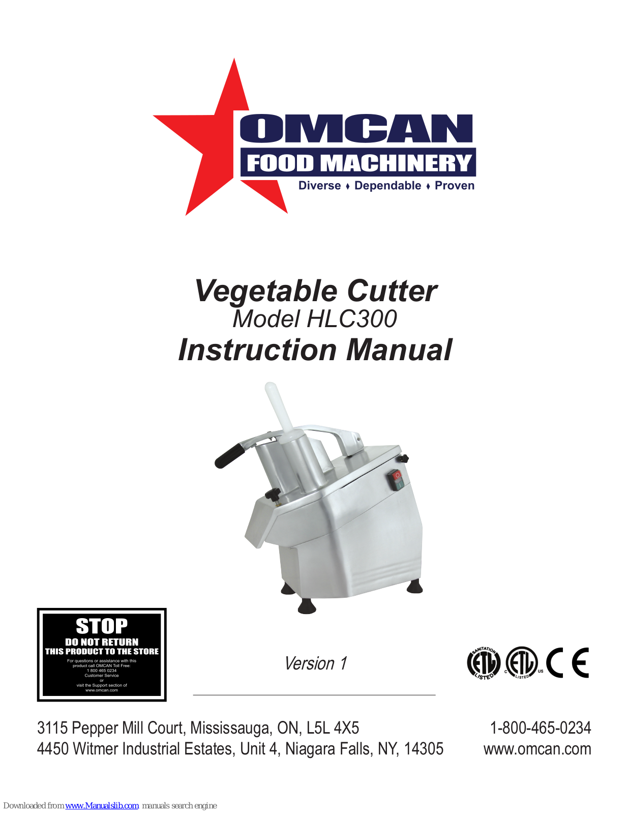 Omcan HLC300 Instruction Manual