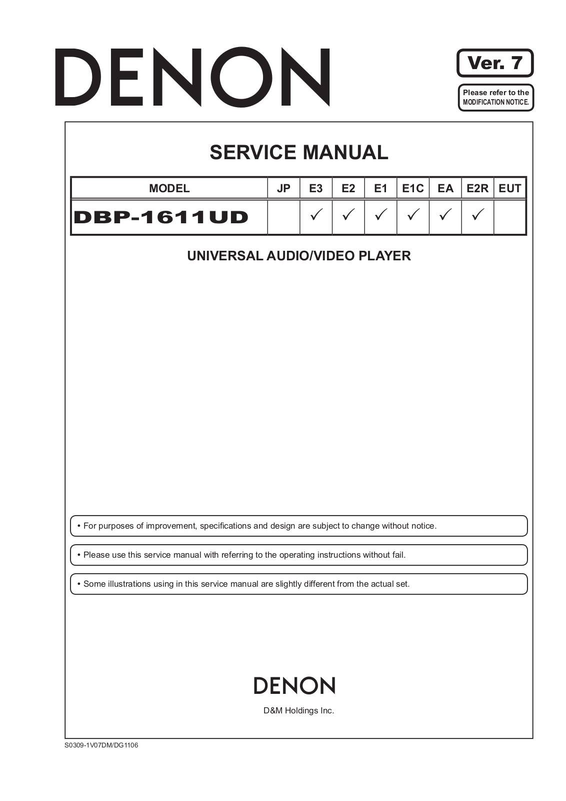 Denon DBP-1611UD Service Manual