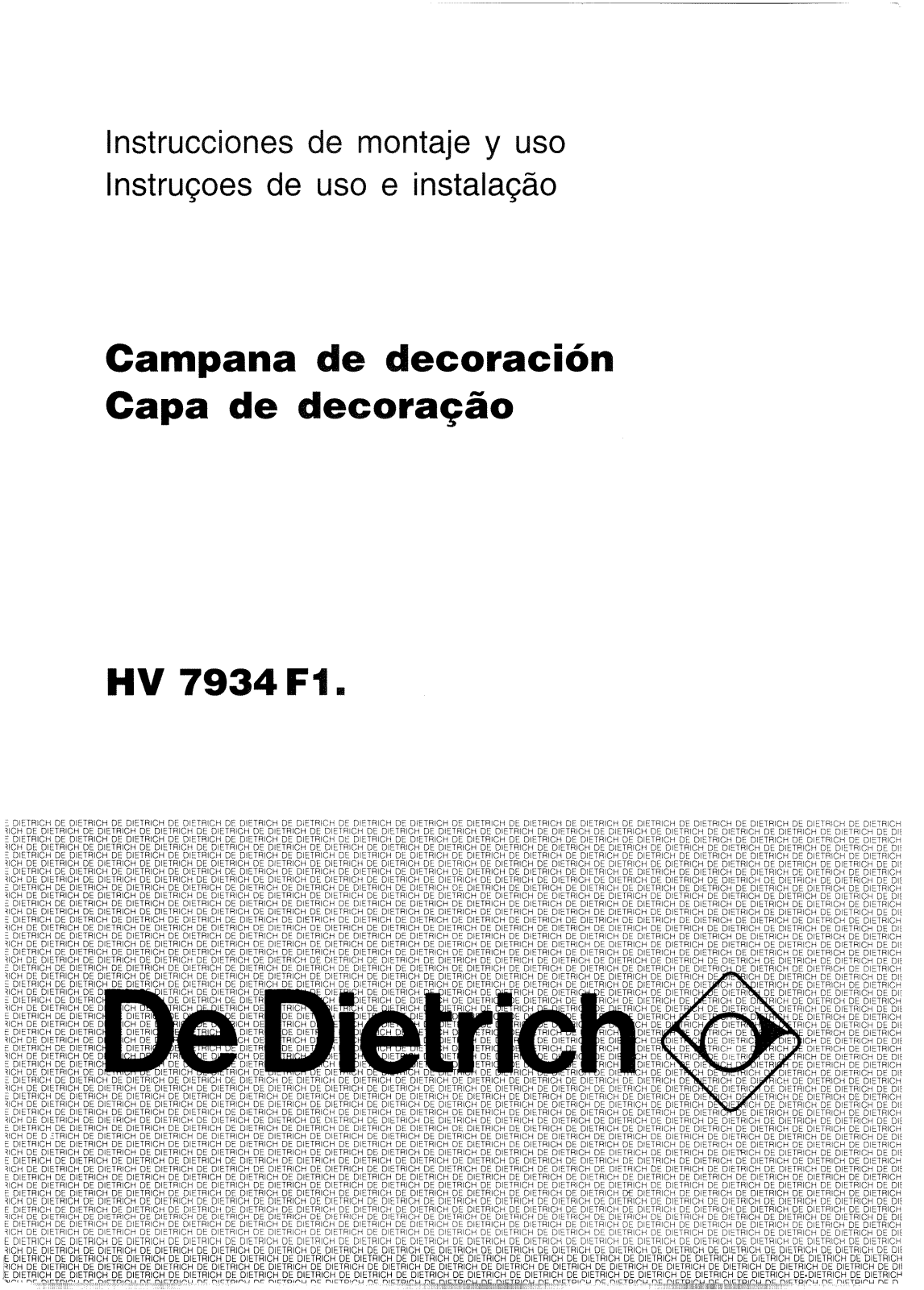 De dietrich HV7934F1 User Manual