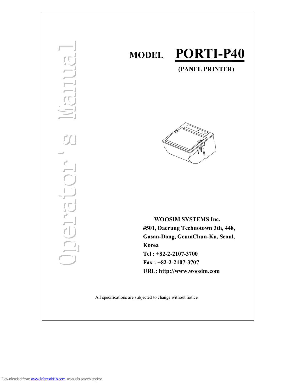 WOOSIM PORTI-P40 Operator's Manual - ManualMachine.com