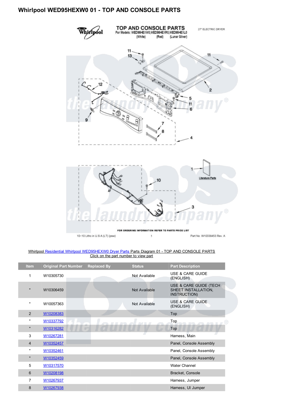 Whirlpool WED95HEXW0 Parts Diagram