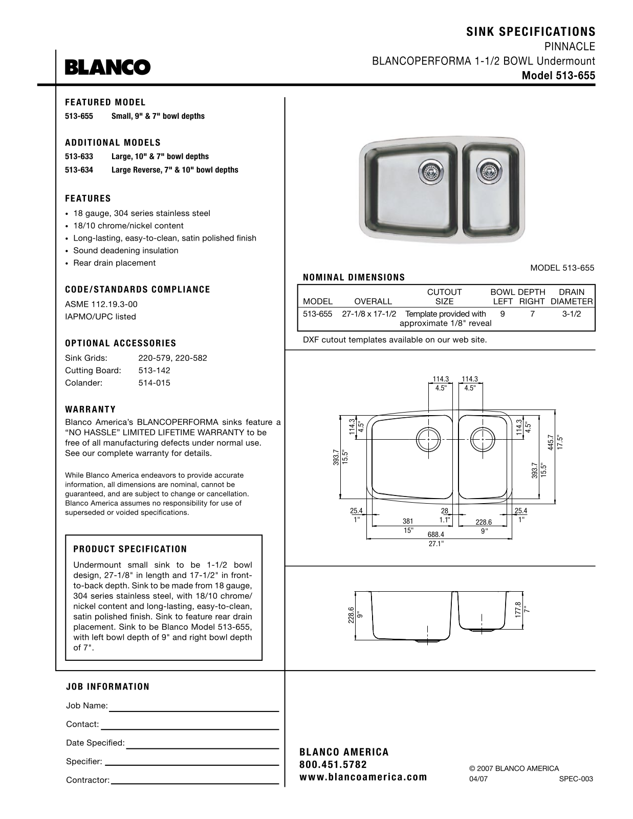 Blanco 513-655 User Manual