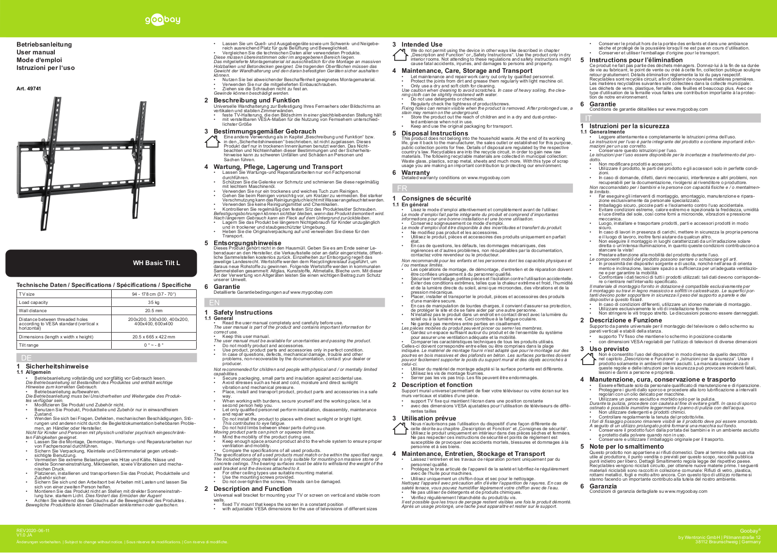 GOOBAY 49741 Datasheet - ManualMachine.com