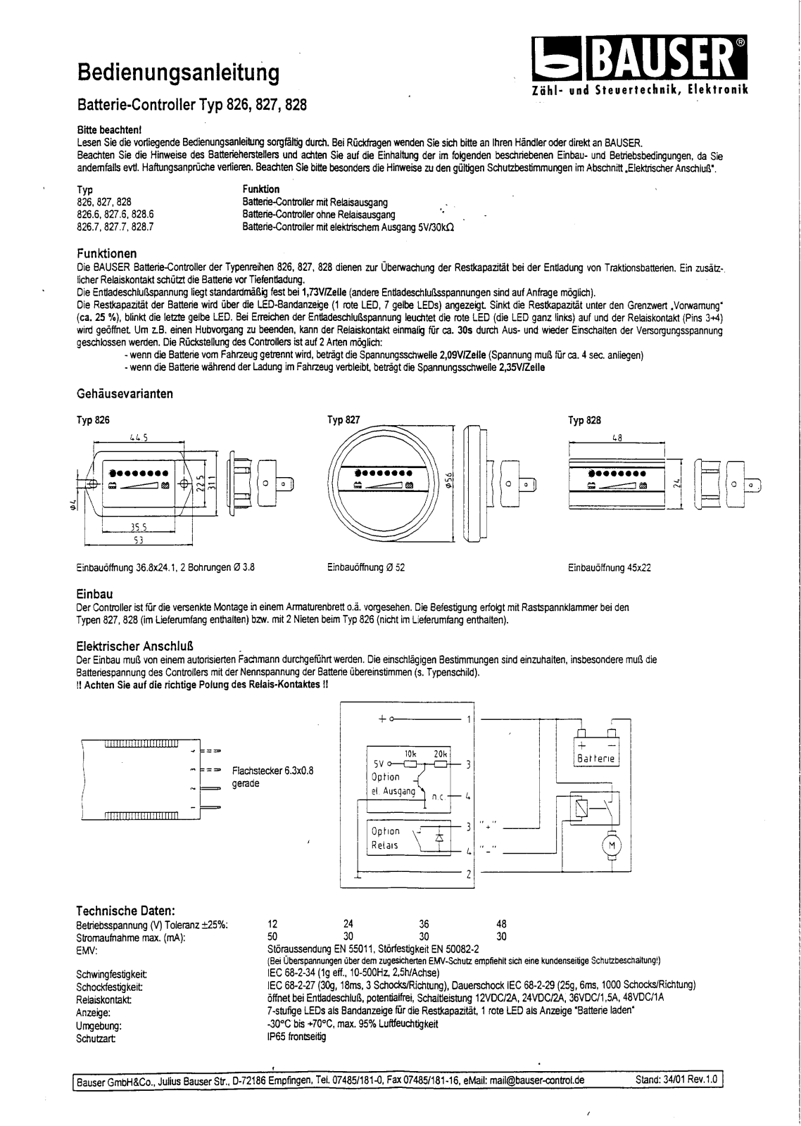 Bauser 826, 827, 828 User guide