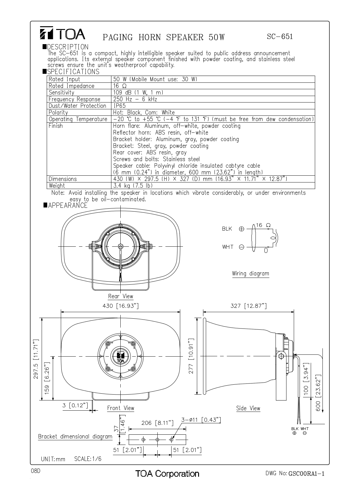 TOA SC-651 User Manual