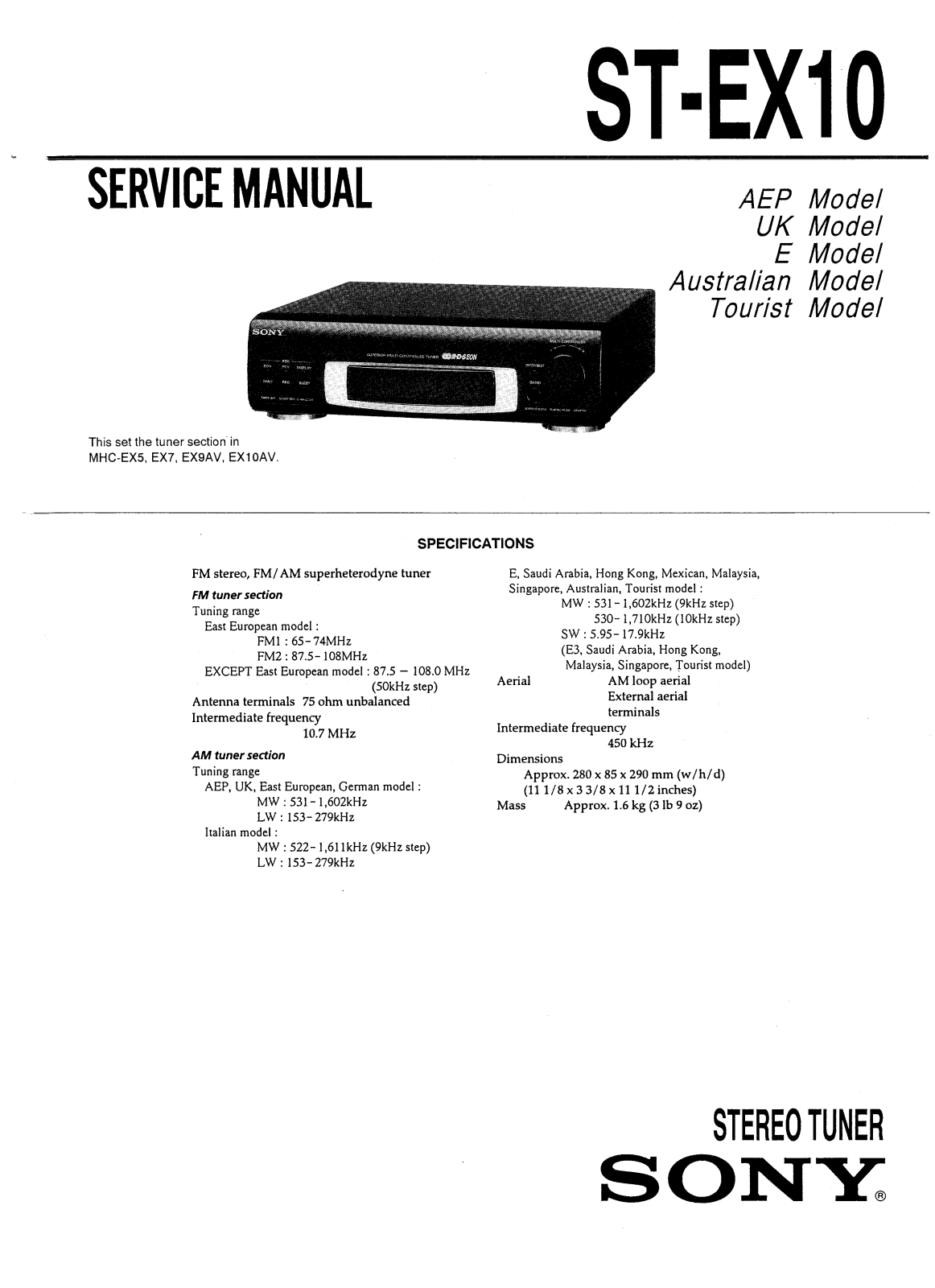 Sony STEX-10 Service manual