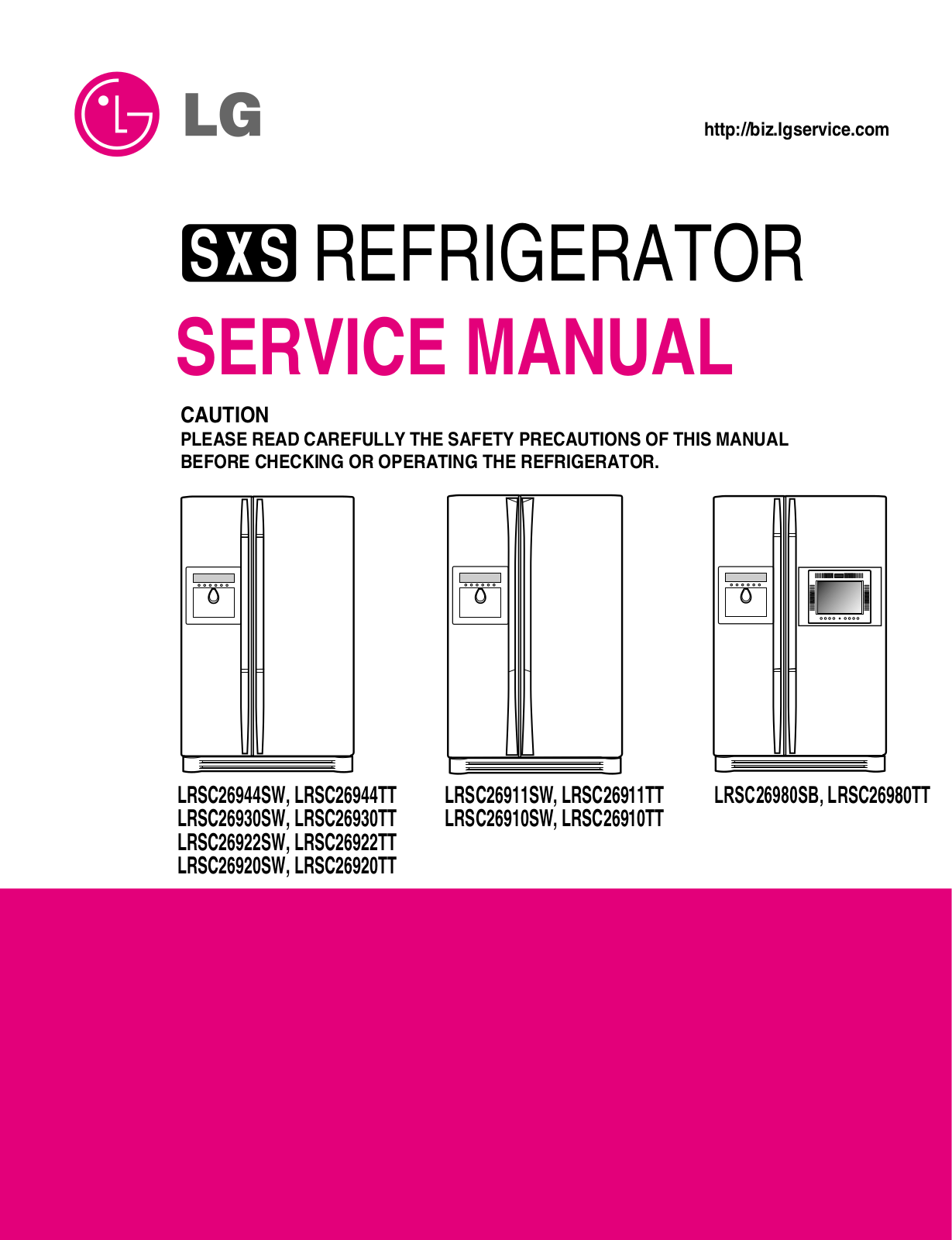 LG LRSC26980TT, LRSC26944SW, LRSC26944TT, LRSC26980SB, LRSC26930TT User Manual