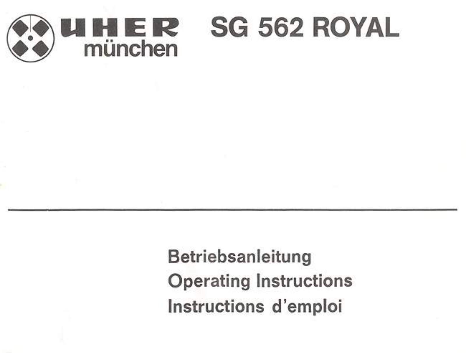 Uher 562 Owners manual