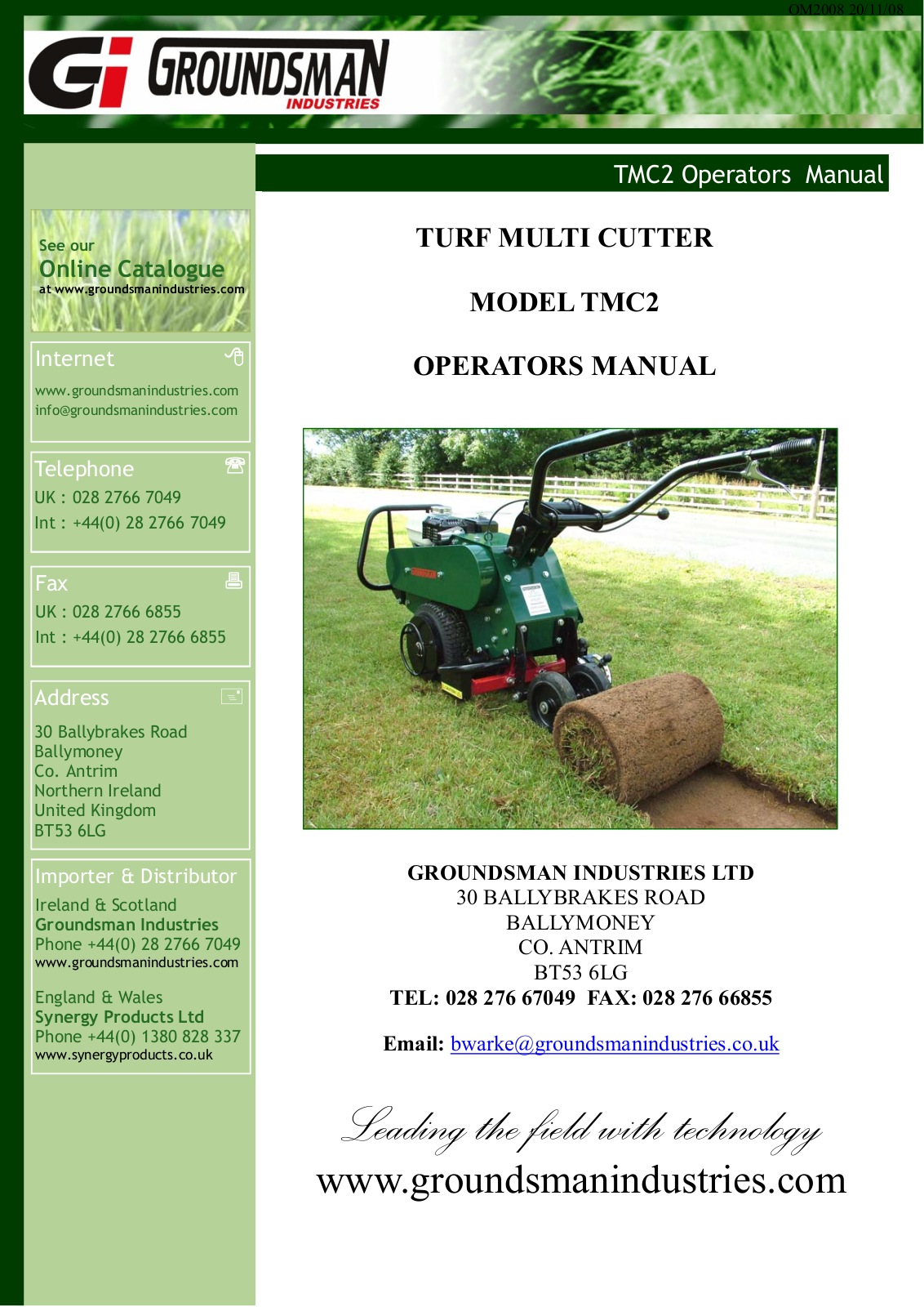 Groundsman TMC2 Operator's Manual