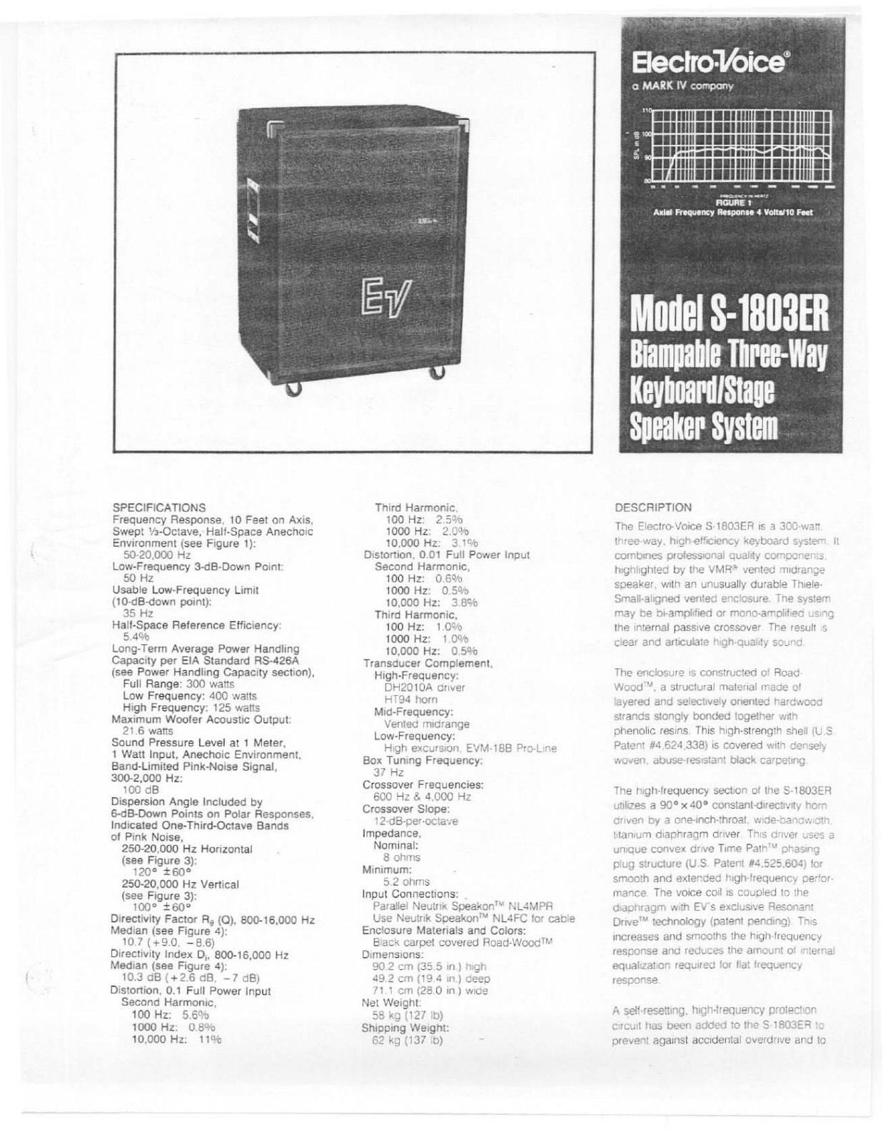 Electro-Voice S-1803ER User Manual