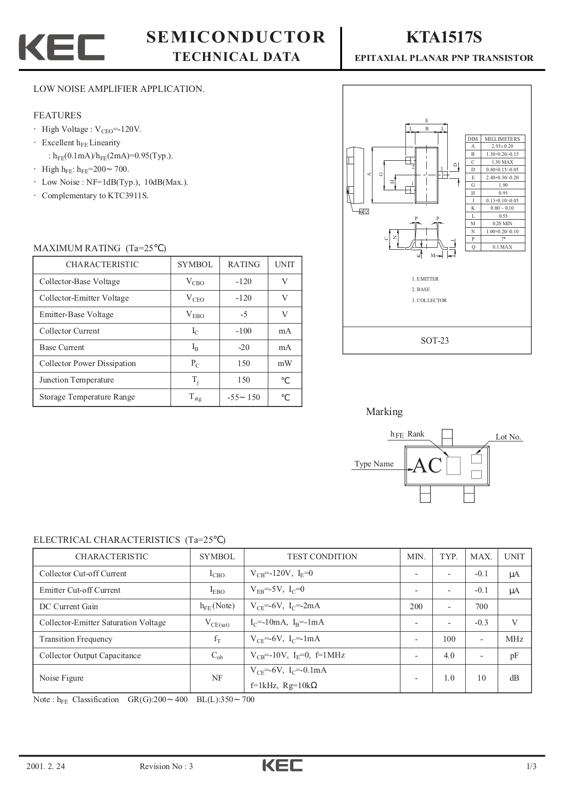 Datasheet kta1517s Datasheet - ManualMachine.com