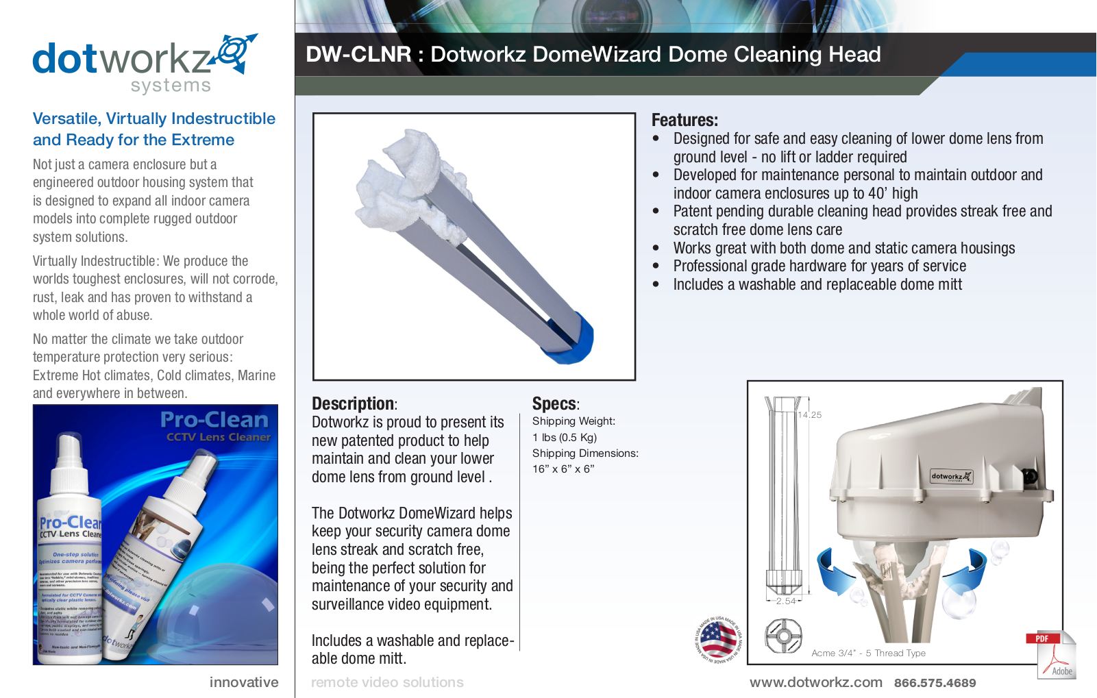 Dotworkz DW-CLNR-PRO Specsheet - ManualMachine.com