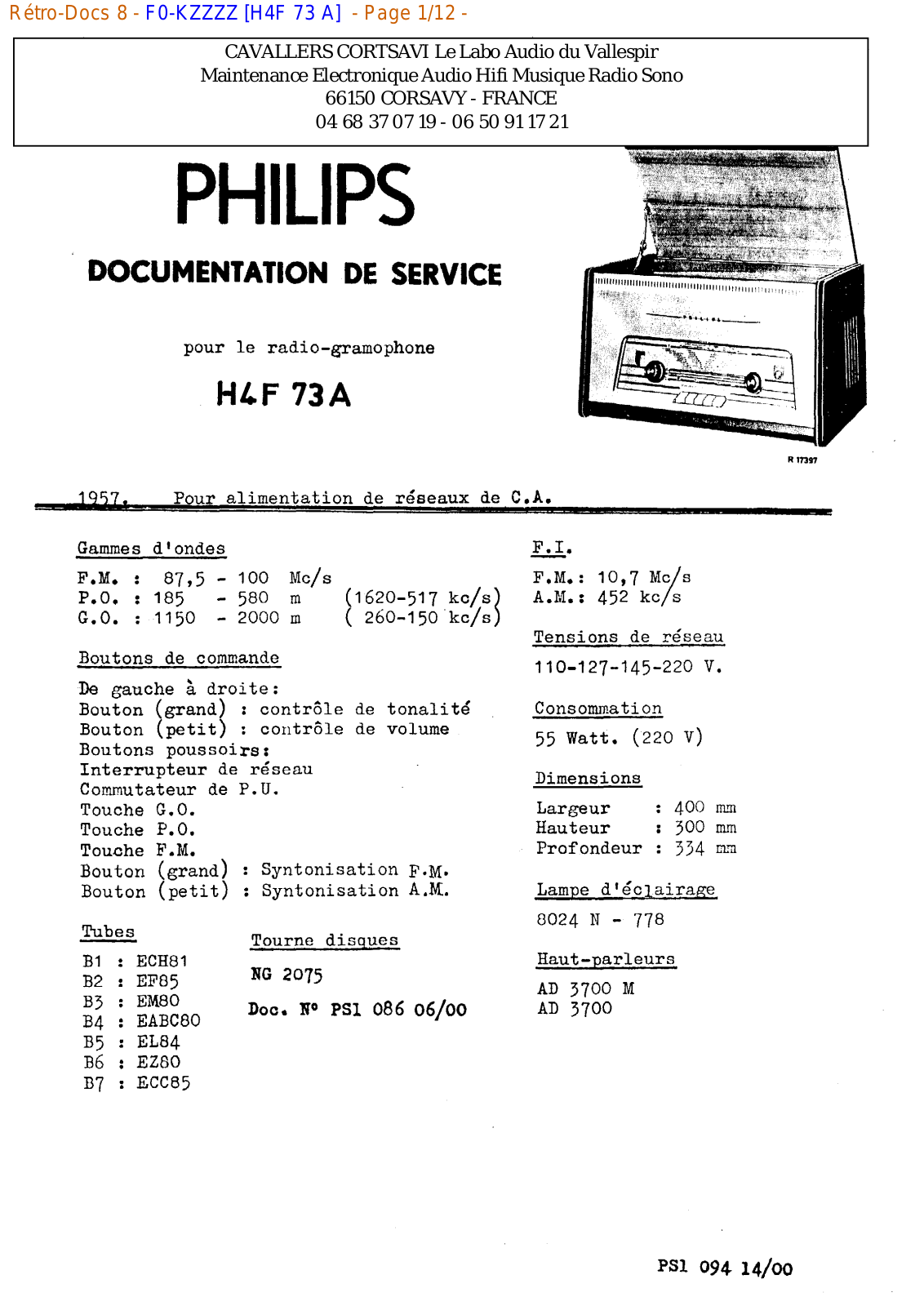 Philips h4f 73 a Datasheet - ManualMachine.com