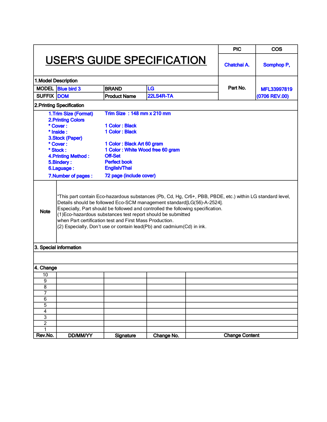 LG 20LS5R User manual