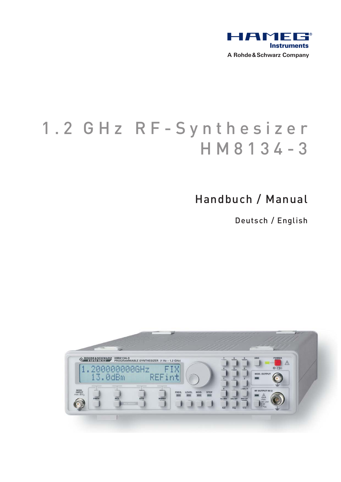 Rohde & Schwarz H M 8 1 3 4 - 3 User Manual