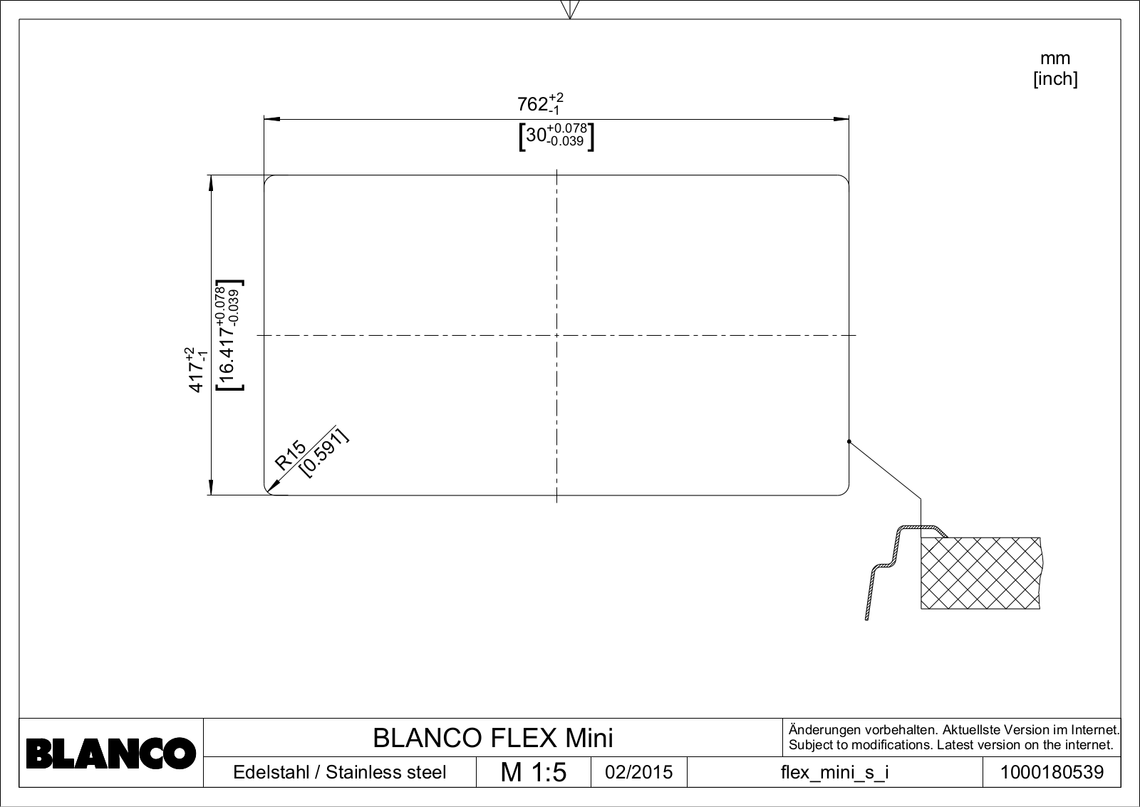 Blanco Flex Mini Technical drawing