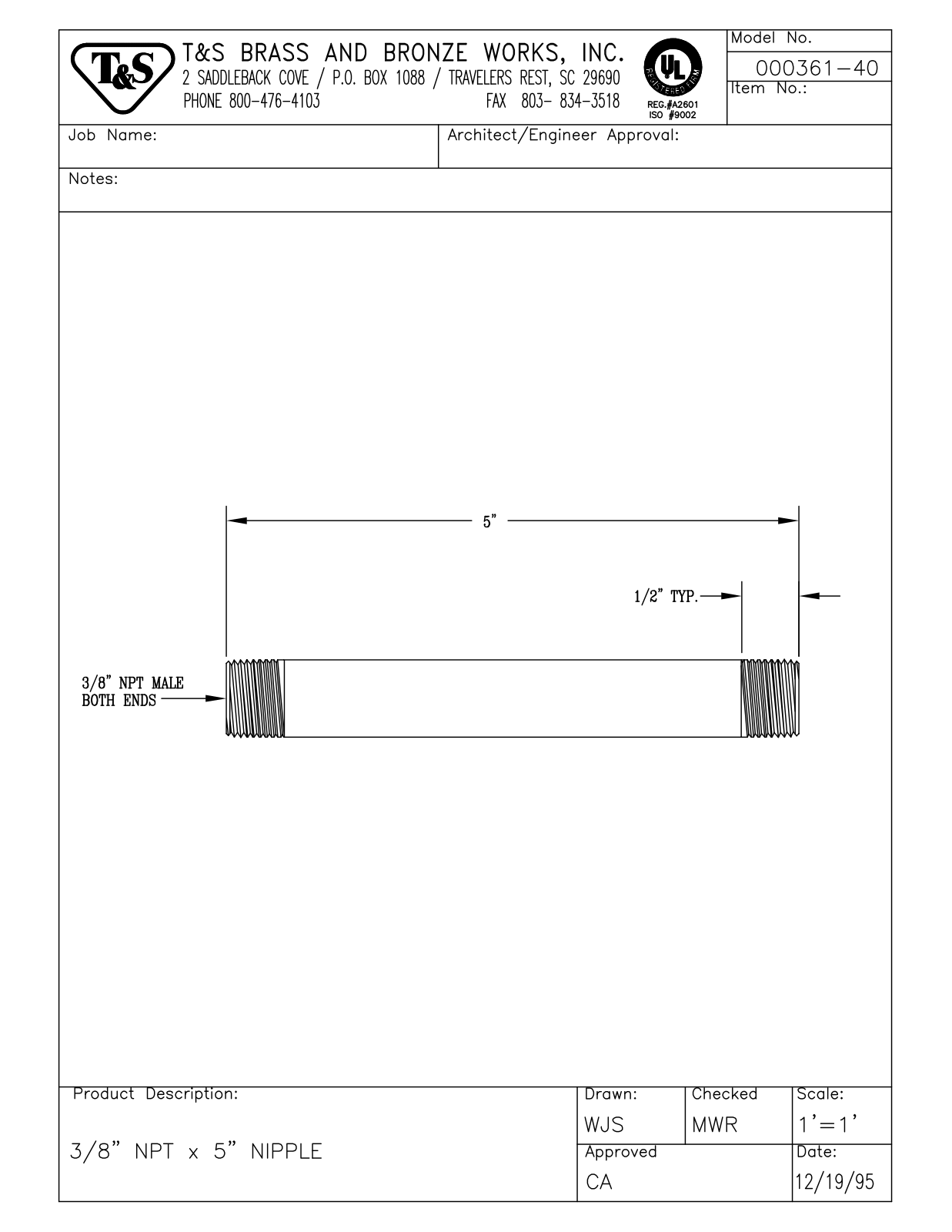 T&S Brass 000361-40 User Manual