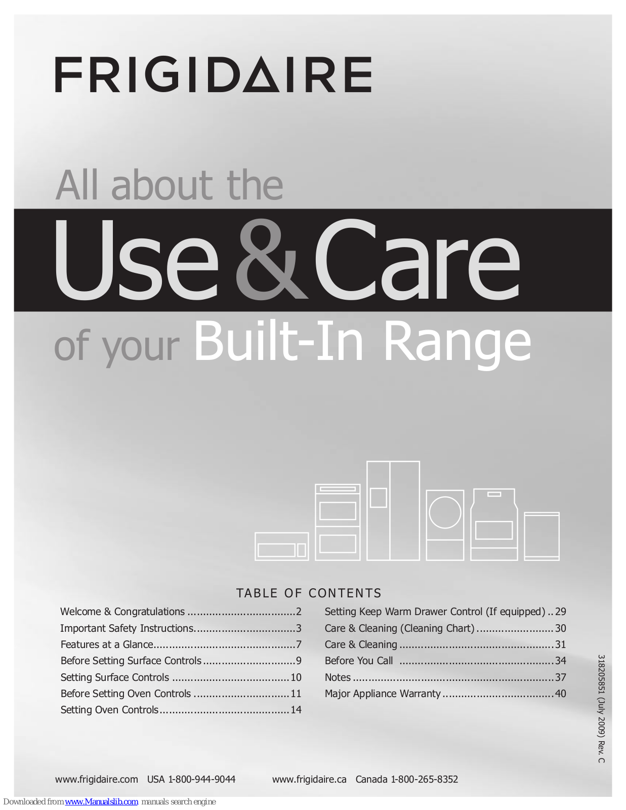 Frigidaire FGGS3075K, FGGS3065K, FGGS3045KW, FGGS3075KW, FPGS3085KF Use & Care Manual