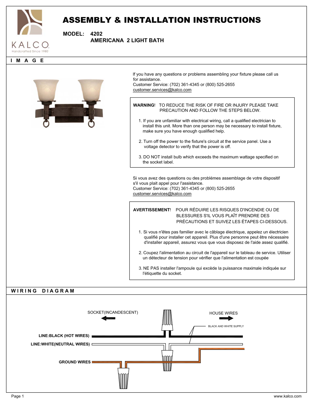 Kalco 4202PS1365, 4202FCPS14, 4202FCPS15, 4202FCPS02, 4202FCPS11 User Manual