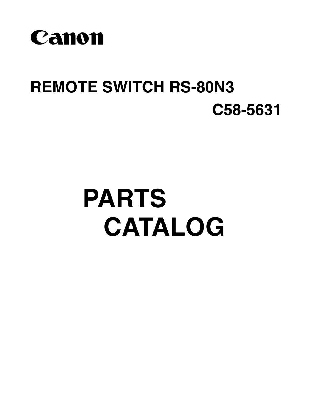 Canon REMOTE SWITCH RS-80N3 Parts Catalog