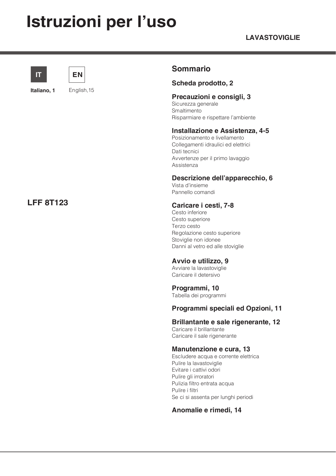 Hotpoint LFF 8T123 X EU User Manual