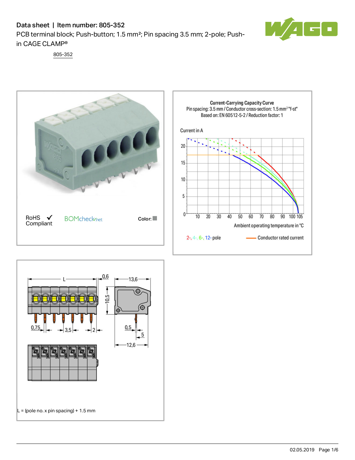 Wago 805-352 Data Sheet