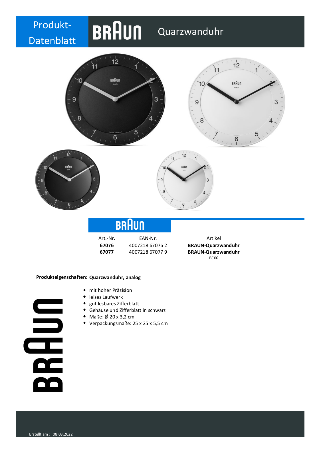 BRAUN BRAUN BC06W Datasheet - ManualMachine.com