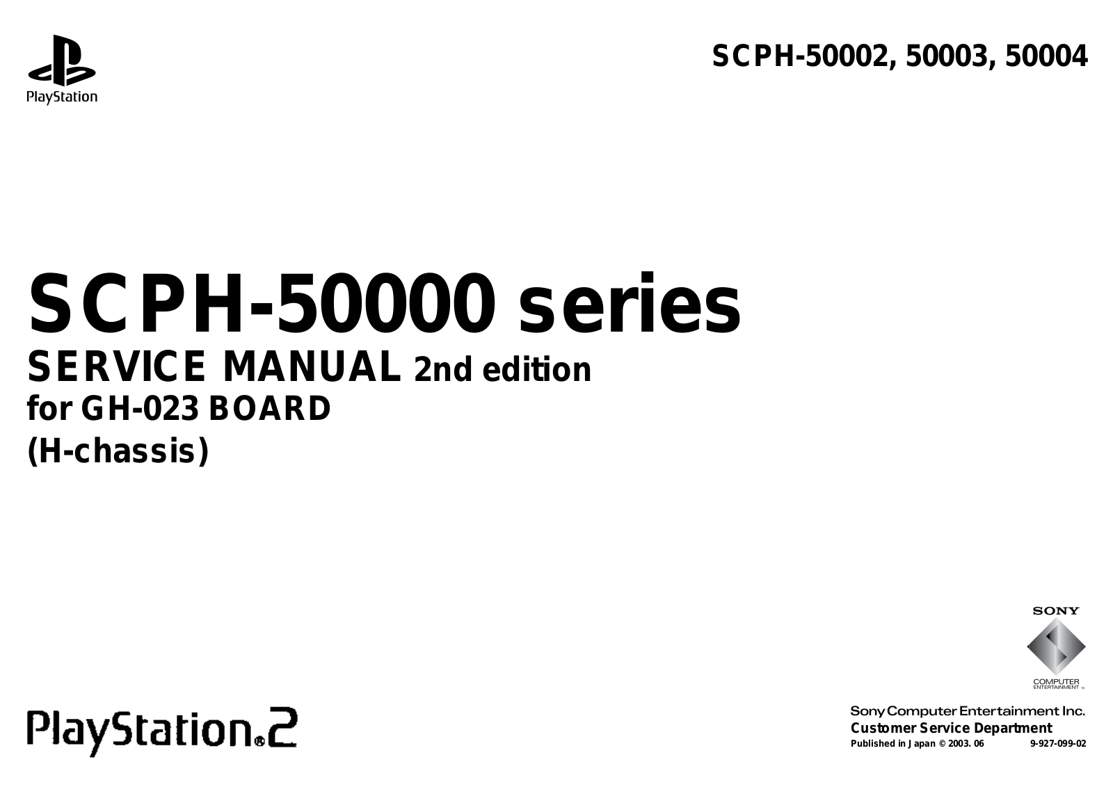 SONY SCPH 50002, SCPH-50000, SCPH 50003, SCPH 50004, SCPH-50002 Service Manual