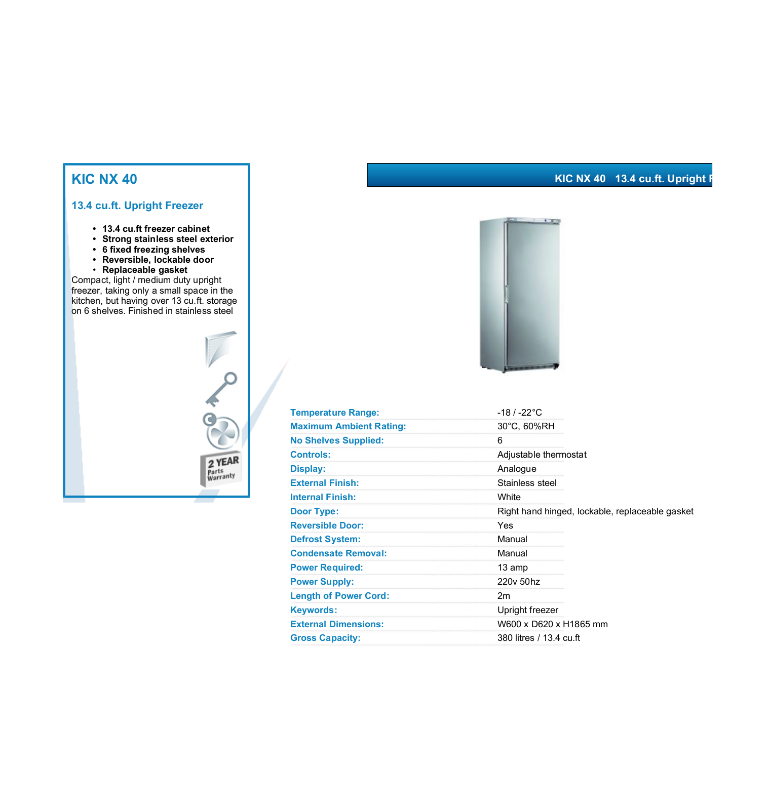 Valera KIC NX 40 DATASHEET