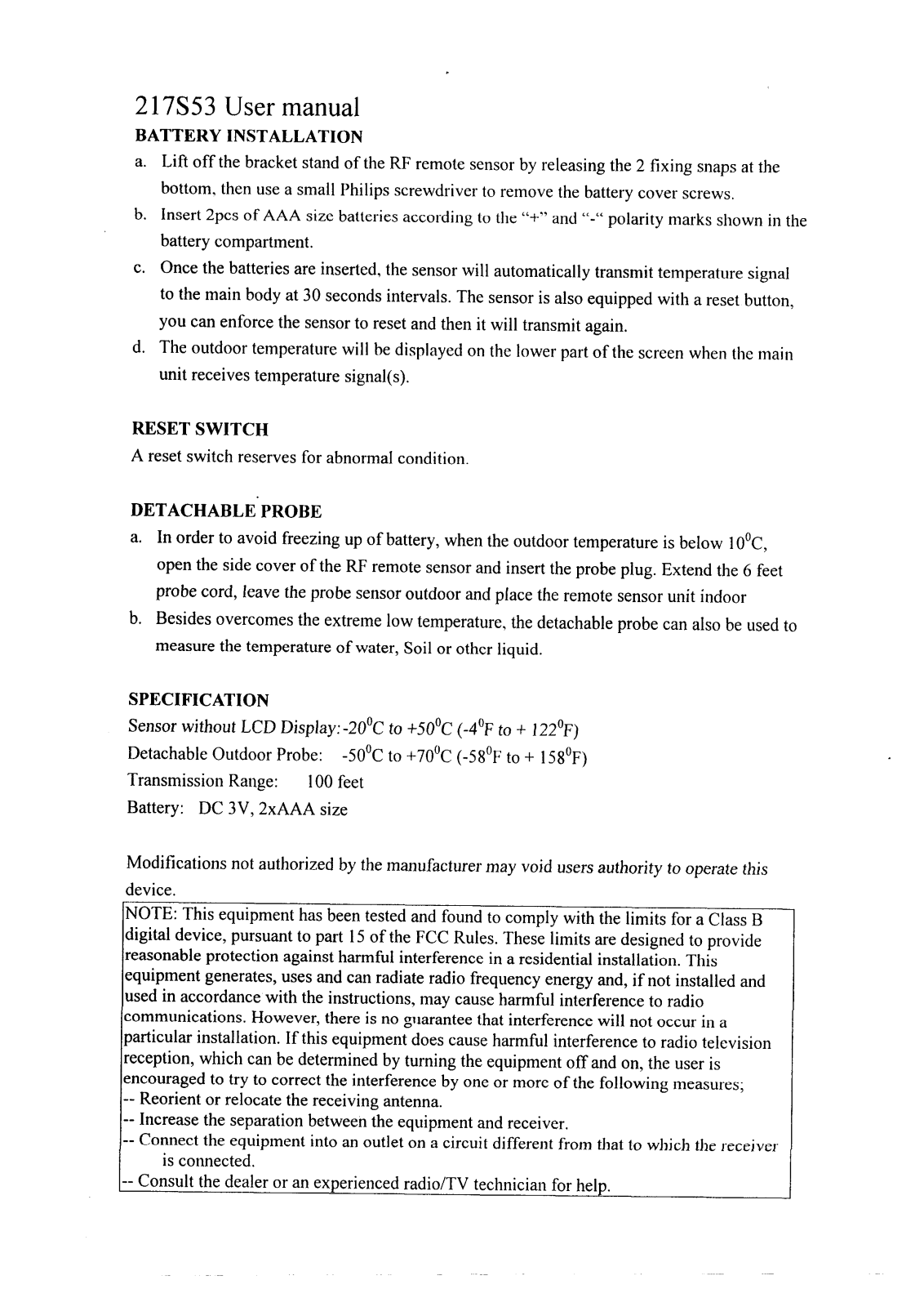 Ewig Macao Commercial Offshore 217S53 Users manual