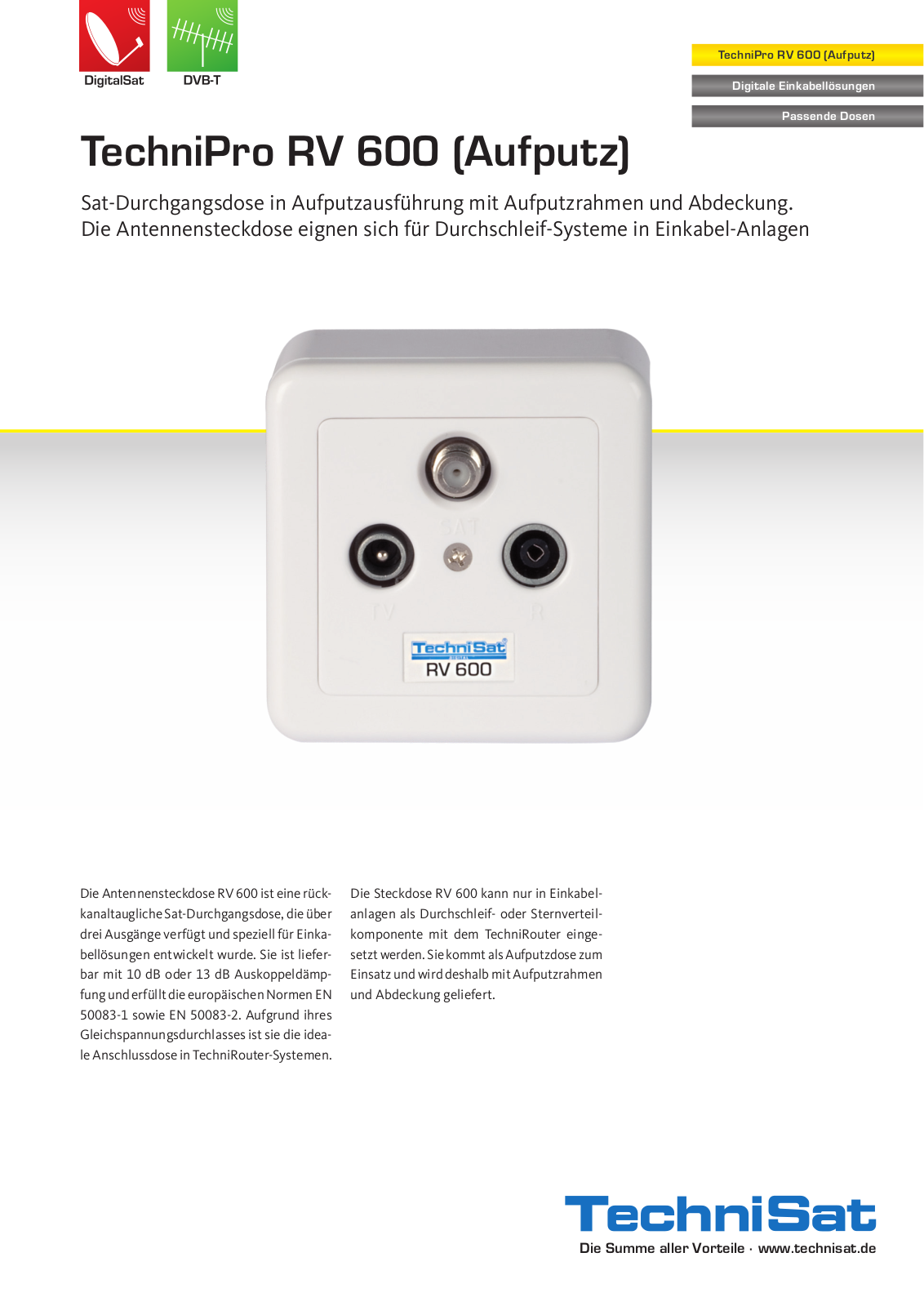 TechniSat RV 600-13 Technische details