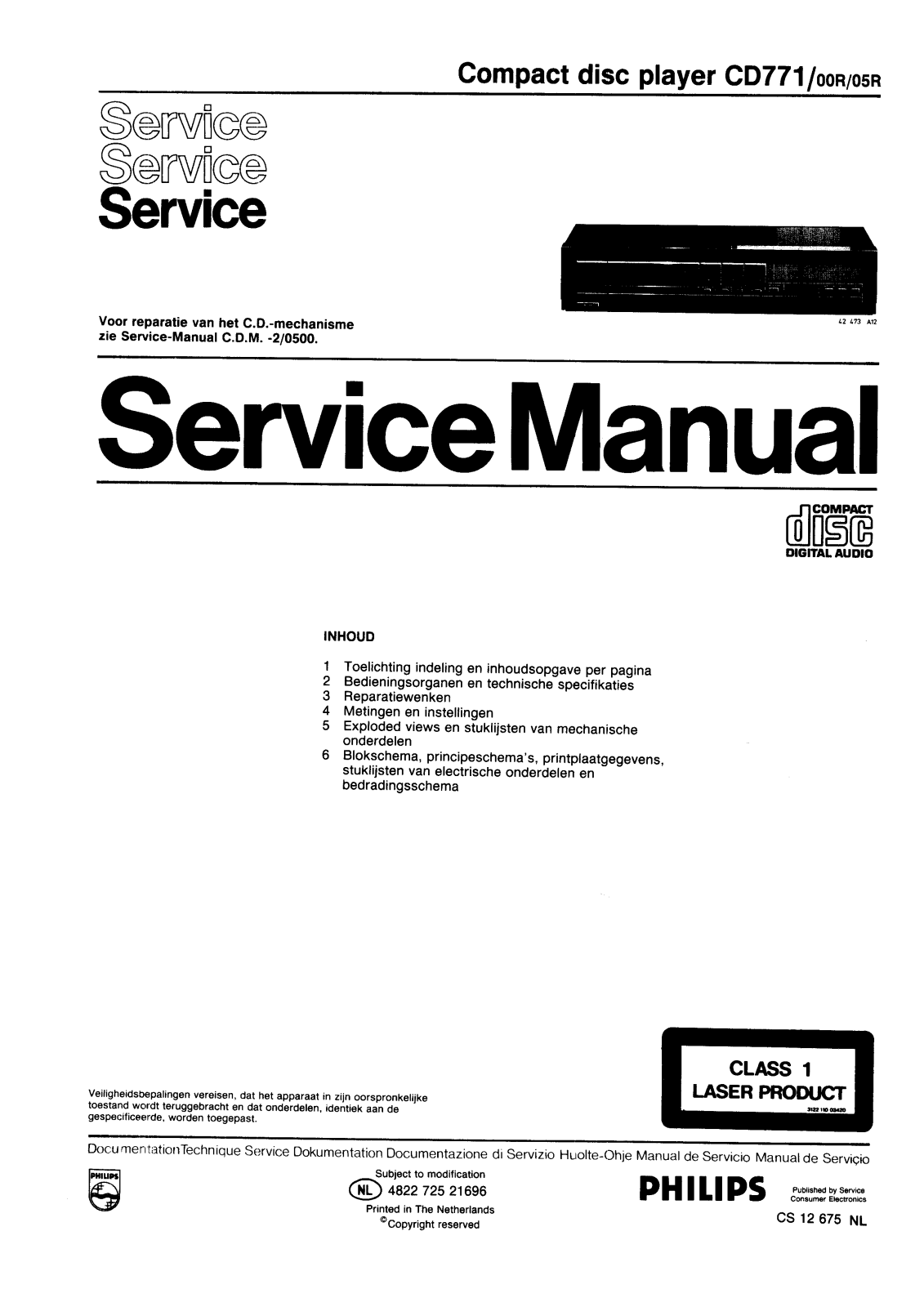 Philips CD-771 Service manual