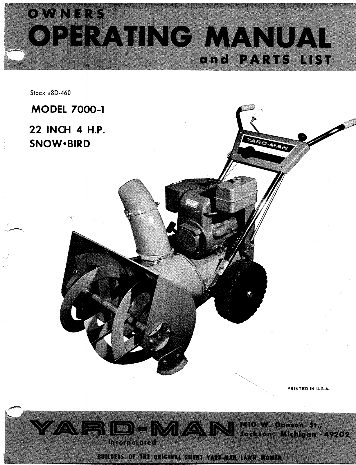 yard-man 7000-1 operators Manual