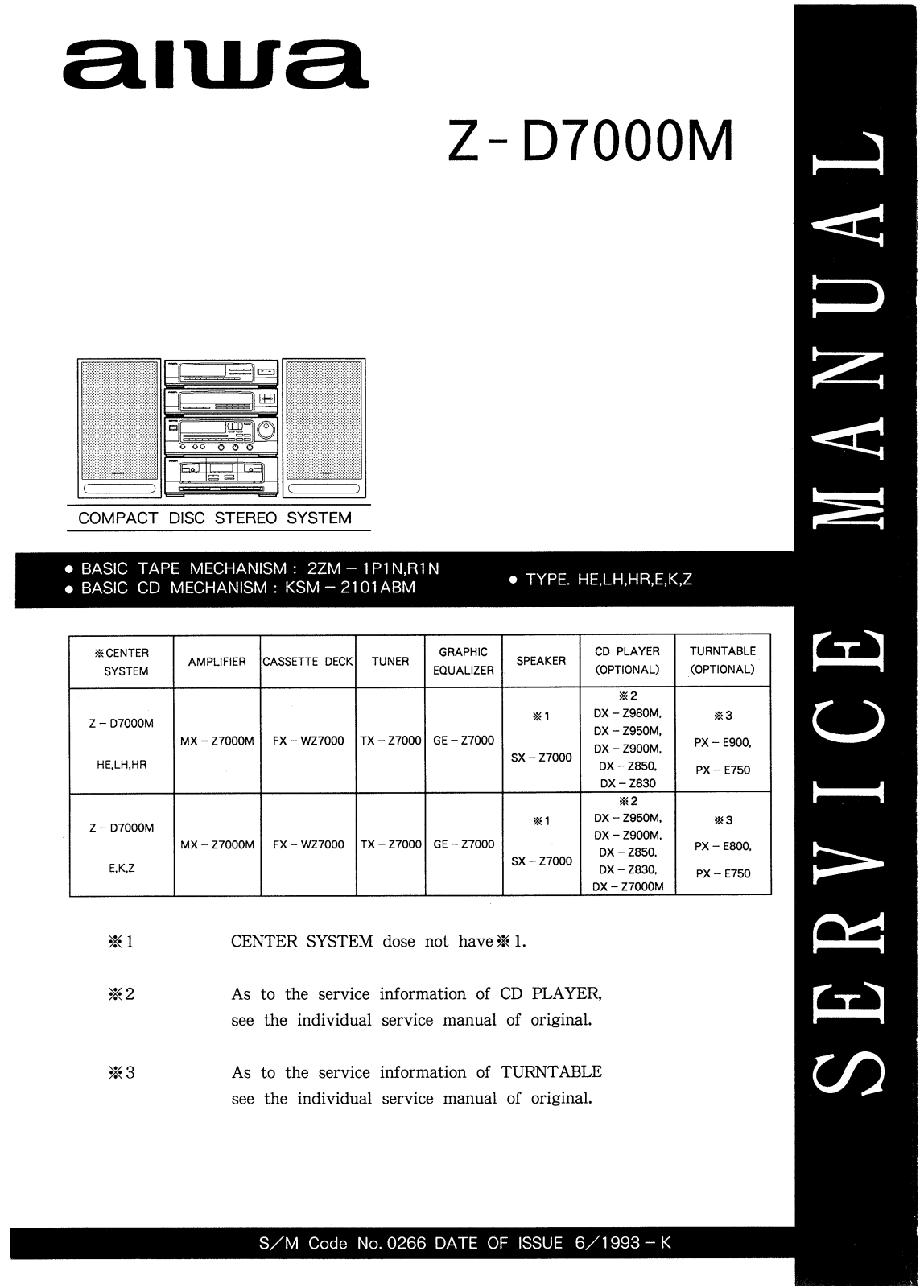 Aiwa z-d7000 Service Manual