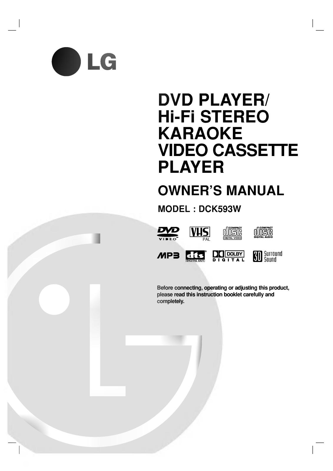 LG DCK593W User manual