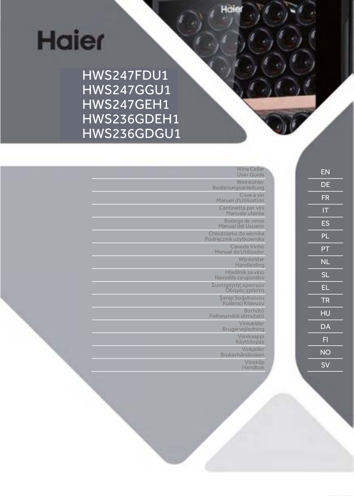 HAIER HWS247FDU1, HWS247GGU1, HWS247GEH1, HWS236GDEH1, HWS236GDGU1 User guide - ManualMachine.com