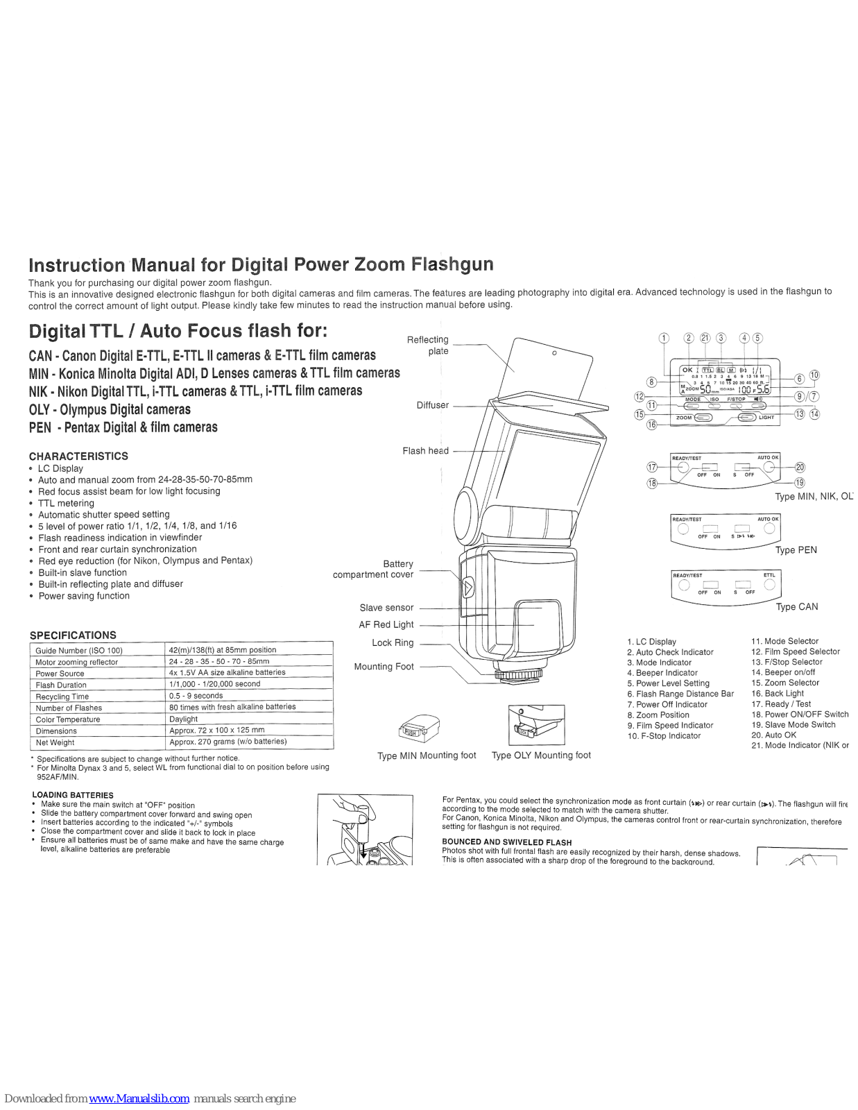 Sakar 952AF Instruction Manual