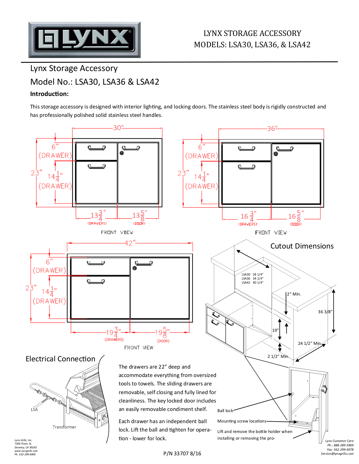 Lynx LSA42, LSA36, LSA30 User Manual