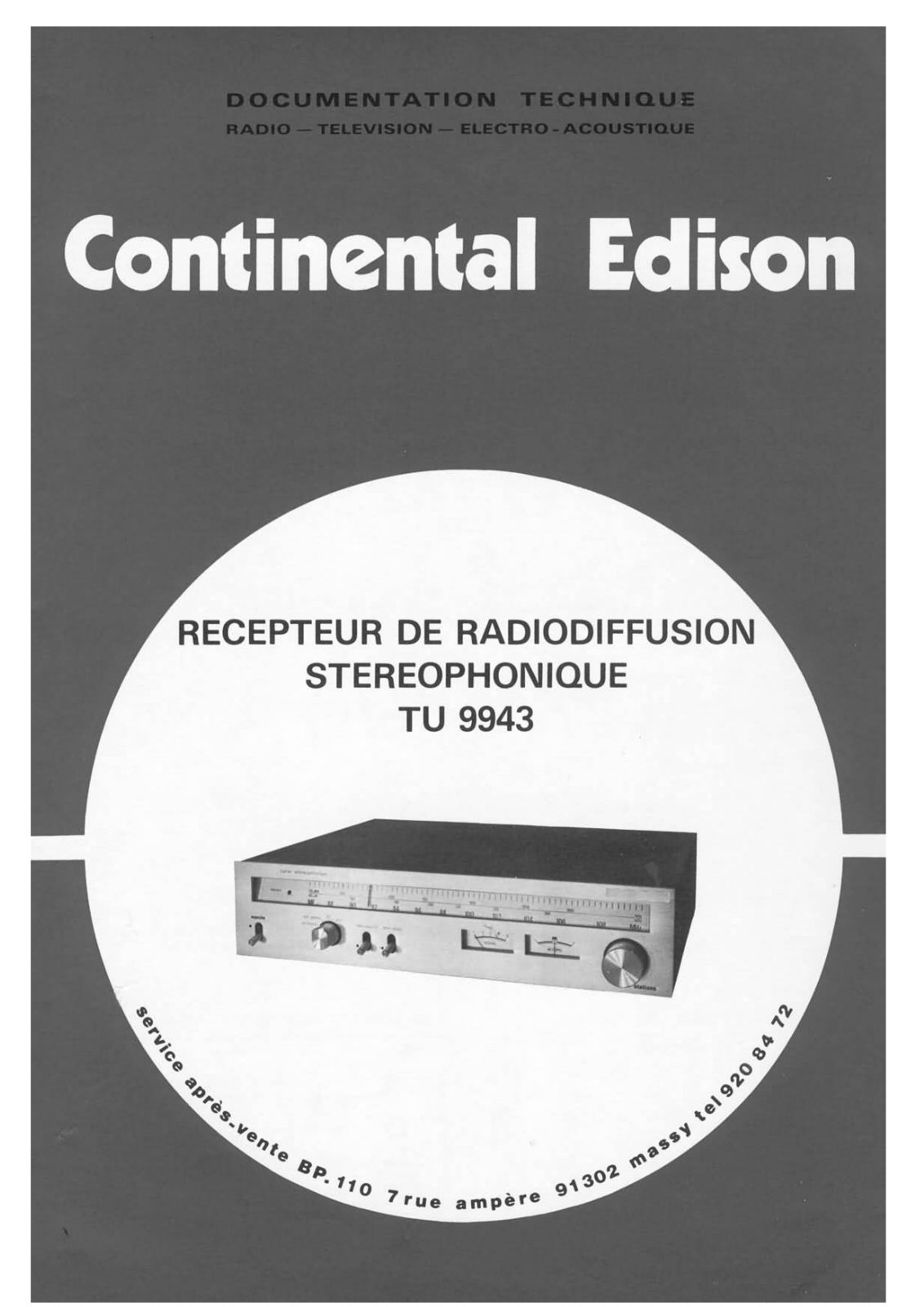 Continental Edison TU-9943 Service Manual