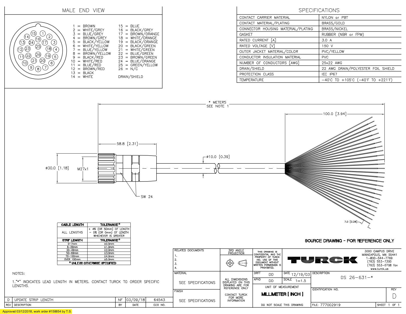 Turck DS26-631-10 Data Sheet