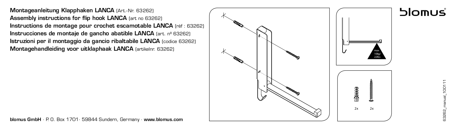 Blomus RY1833 Specifications - ManualMachine.com