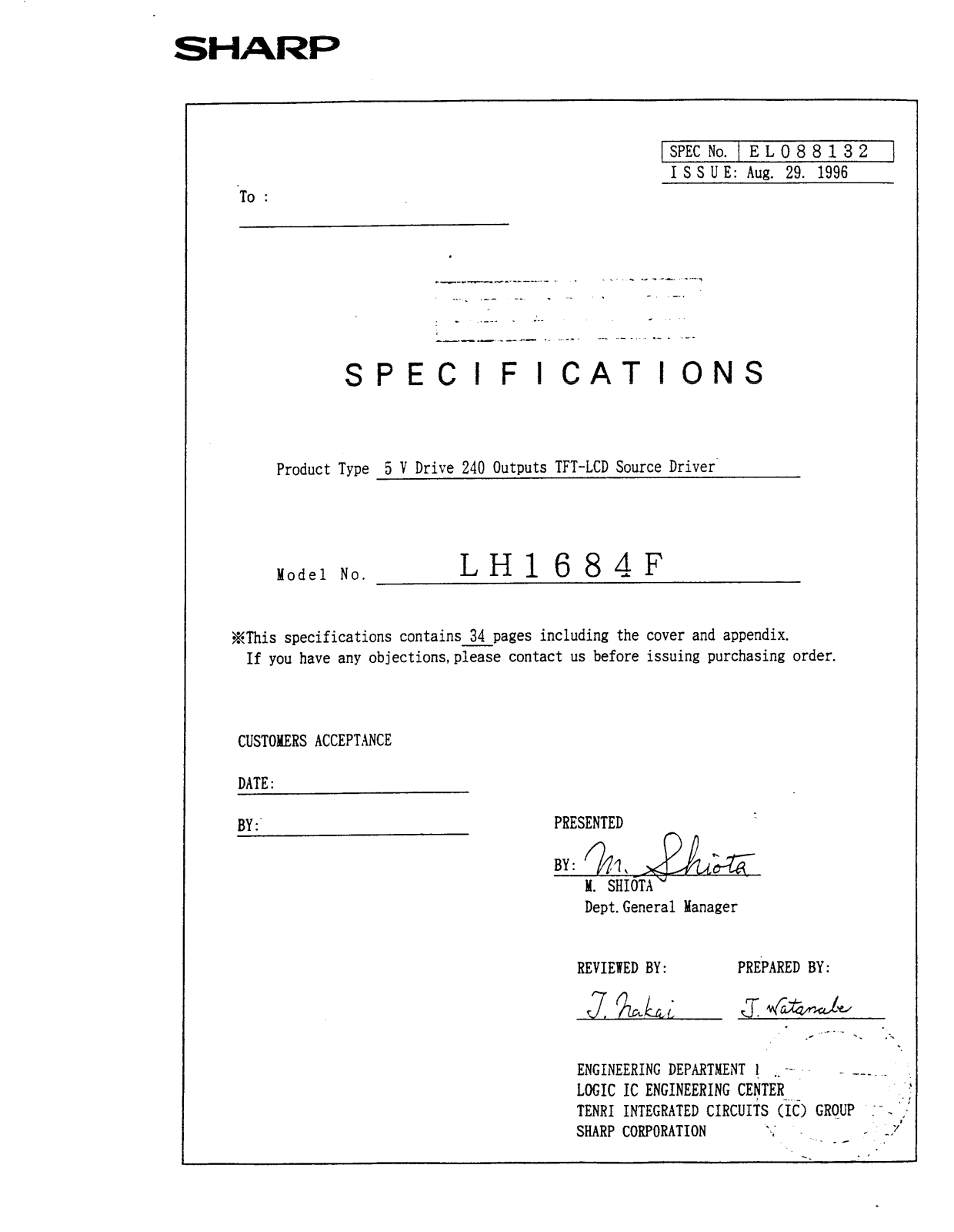 Datasheet LH1684F Datasheet (Sharp) - ManualMachine.com